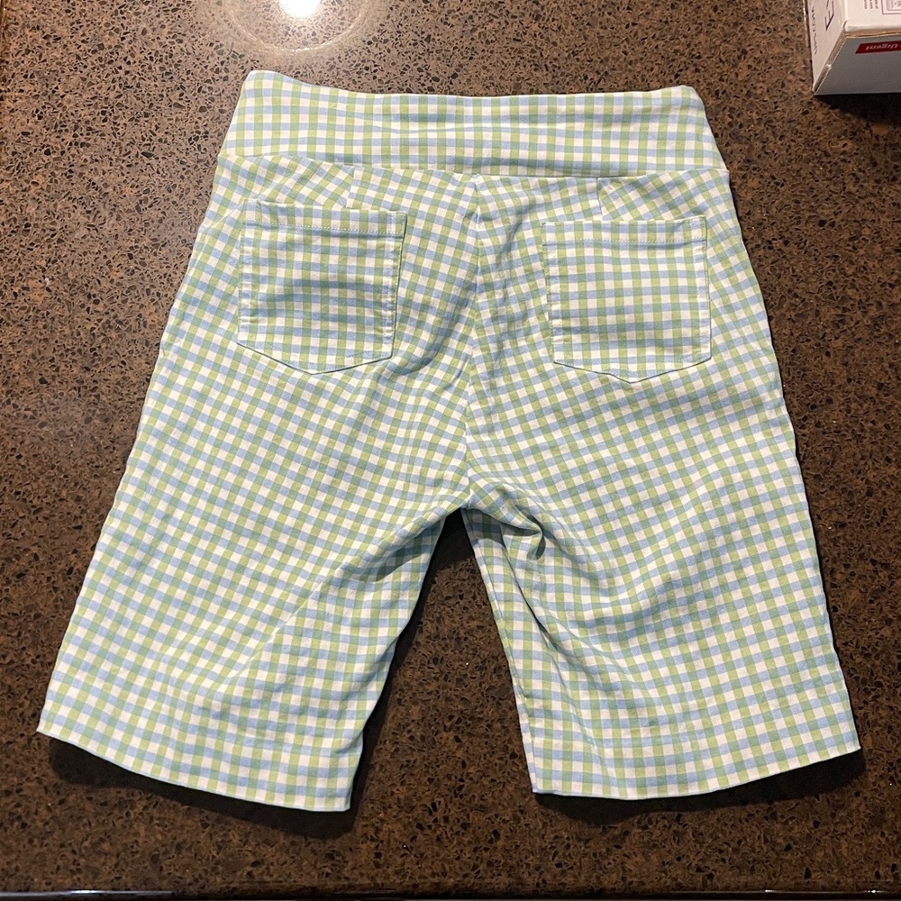 J.McLaughlin Masie pull-on shorts in green and white gingham print - Picture 2 of 8